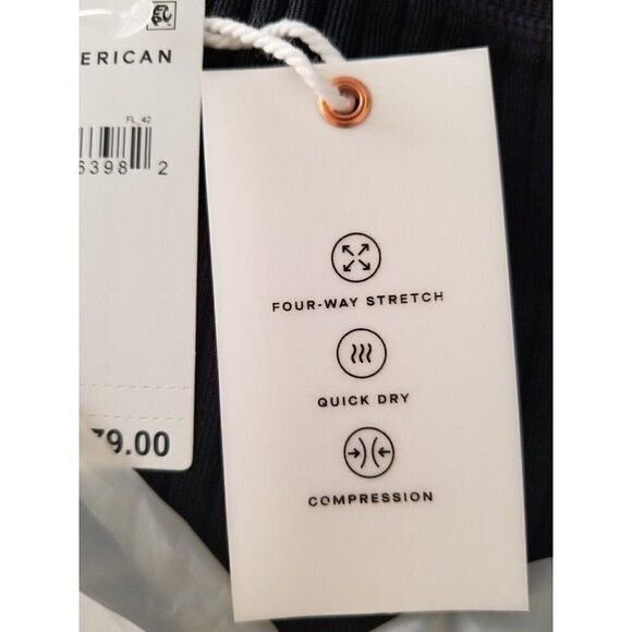 GOOD AMERICAN Wide Rib Shine Seamless Compression Leggings Black 3/4 = L/XL - Picture 10 of 11